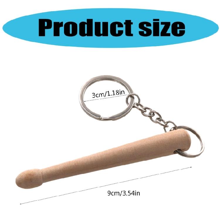 Multipurpose Small Drumstick Keychains In Sturdy Wood Materials Convenient Decoration for Stylish Accessory and Gifts