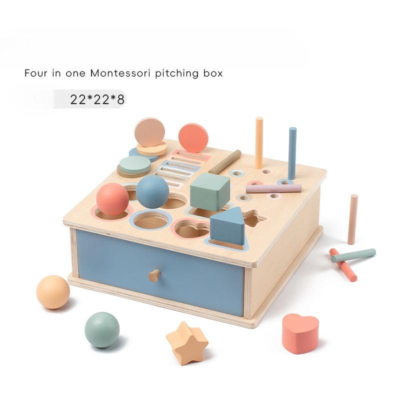 Montessori Color Shape Matching Sorting Box Game, Children'S Puzzle Early Education Coin Box Wooden Toy