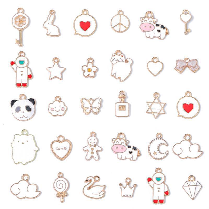 Cute Cartoon Oil Drop Panda Smiley Face Alloy Pendant for DIY Bracelets & Necklaces