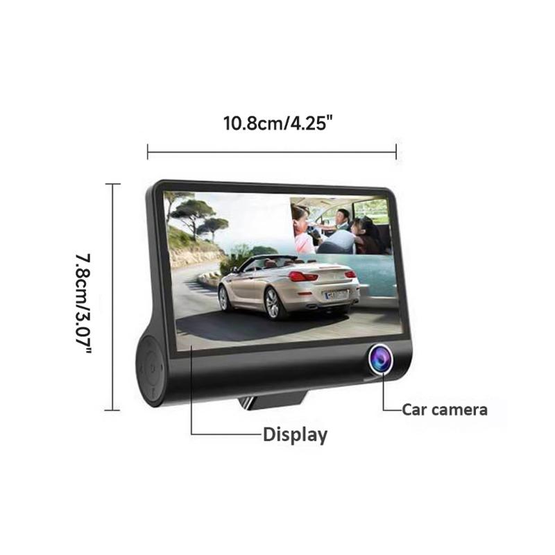 DVR 3 Cameras 4.0 Inches Dash Cam Car Full High-Definition Video Recorder Auto Registrator Dash Cam with 3 Ways Cameras