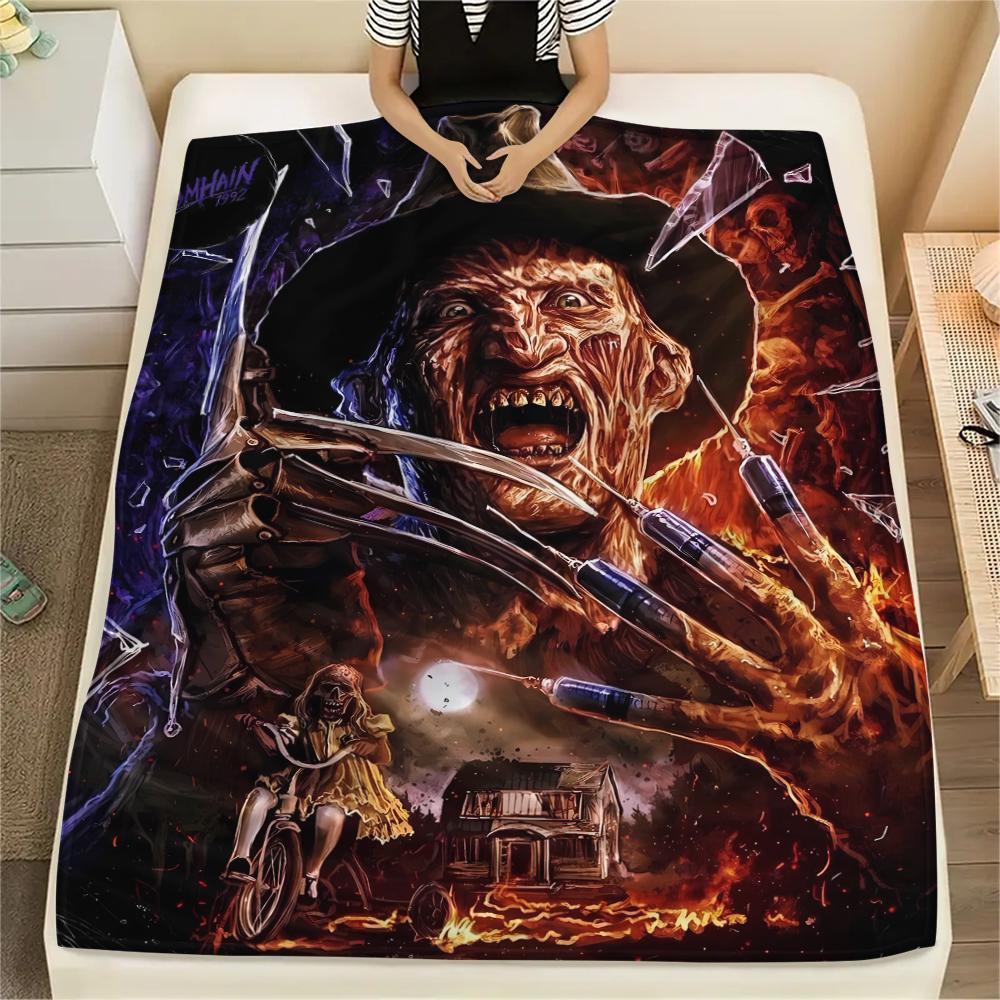 Horrorfilm-Print Flanelldecke, Hohe Qualität, Bequem für alle Jahreszeiten, Heimdekoration, Wärme und Komfort, Perfekt für Weihnachtsgeschenke