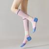 Sports Compression Socks Women Knee High Athletic Socks Elastic Breathable Cushioned Socks for Running Fitness Yoga Dance