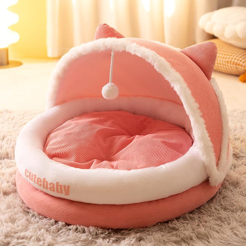 

Собачья будка для осени и зимы, теплая кошачья будка, кошачья будка для маленьких и средних собак, чтобы спать зимой, открытая собачья кровать для домашних кошек L-52 * 44 * 34