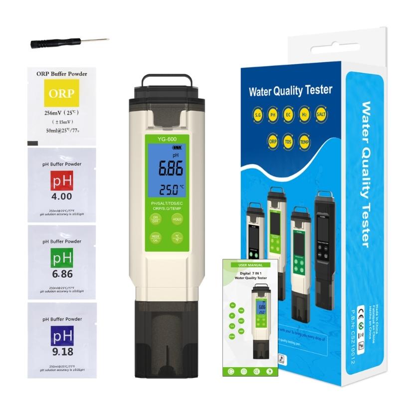 7 in 1 TDS ORP Salt Temperature Meter Digital Meter Water Quality Tester for Hydroponic Meter Portable