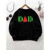 Girls' Round Neck Sweatshirt with Creative Watermelon "DAD" Letter Print, Suitable for Outdoor Wear and Everyday