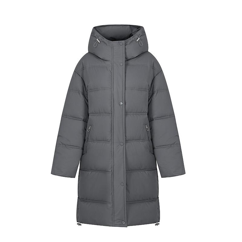 

Новая женская длинная куртка с капюшоном, холодная тонкая куртка, пуховик, модная универсальная утолщенная теплая куртка из высококачественной ткани, легкая куртка XXL темно-серого