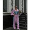 Women's Color Blocked Fashion Set Sexy Waist Hooded Cross Color Cardigan Sports Pants Two Piece