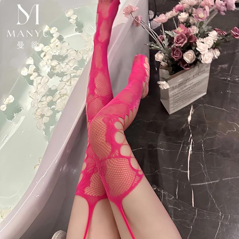 Man Desire Sex Stockings Fishnet Socks Black Side Mesh Retro Rose Sexy Hollow Stockings Pantyhose 4022