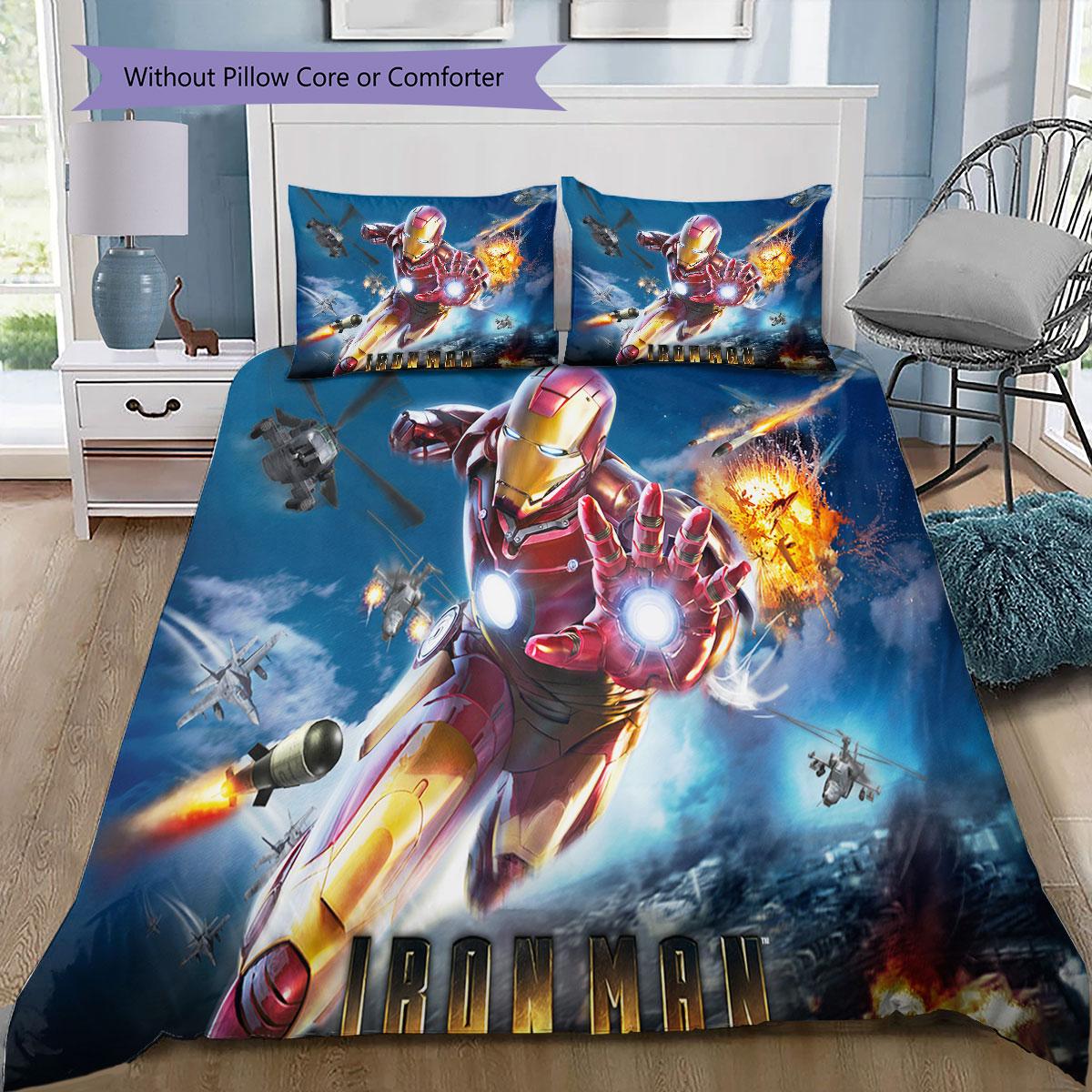 

Avengers Iron Man Printed Bedding Set 3Pcs Duvet Cover Set For Kids Bedroom No Sheet No Quilt Core 135x200cm