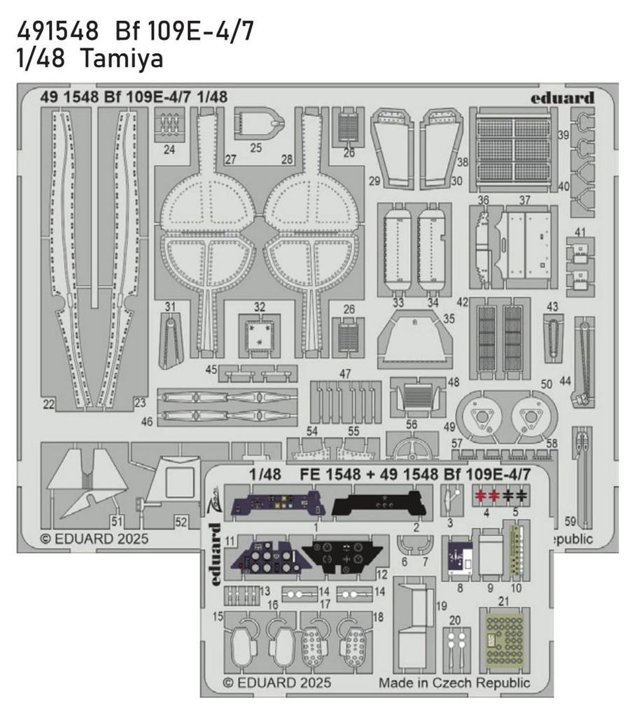 Eduard 1/48 Bf109E-4/7 Etching Parts (for Tamiya) Plastic Model Kits EDU491548 (Airplane)