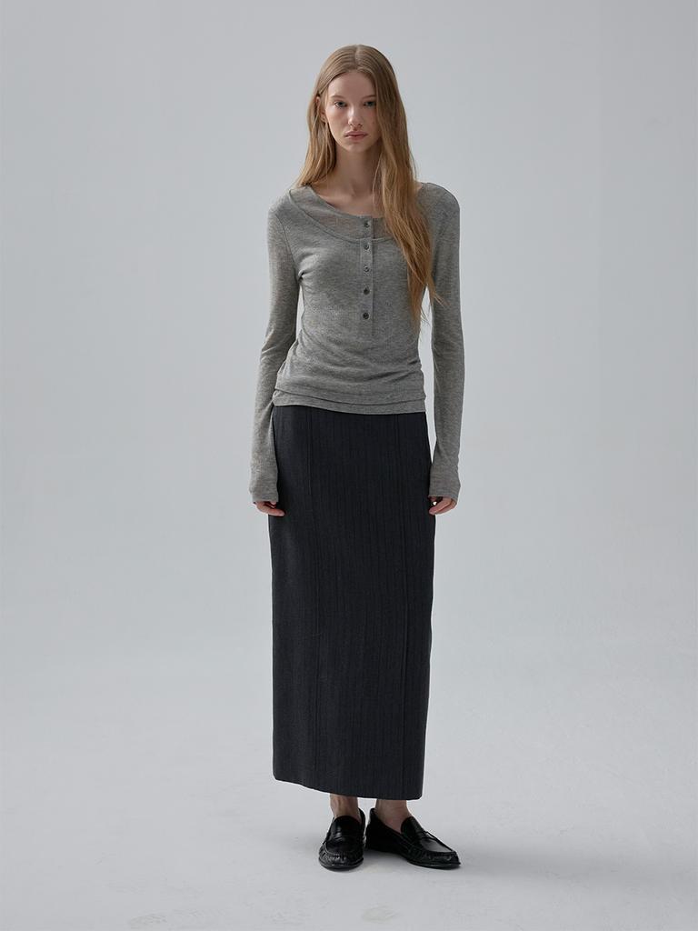 MOAT Henley Neck Double T-Shirt (Ash Gray)