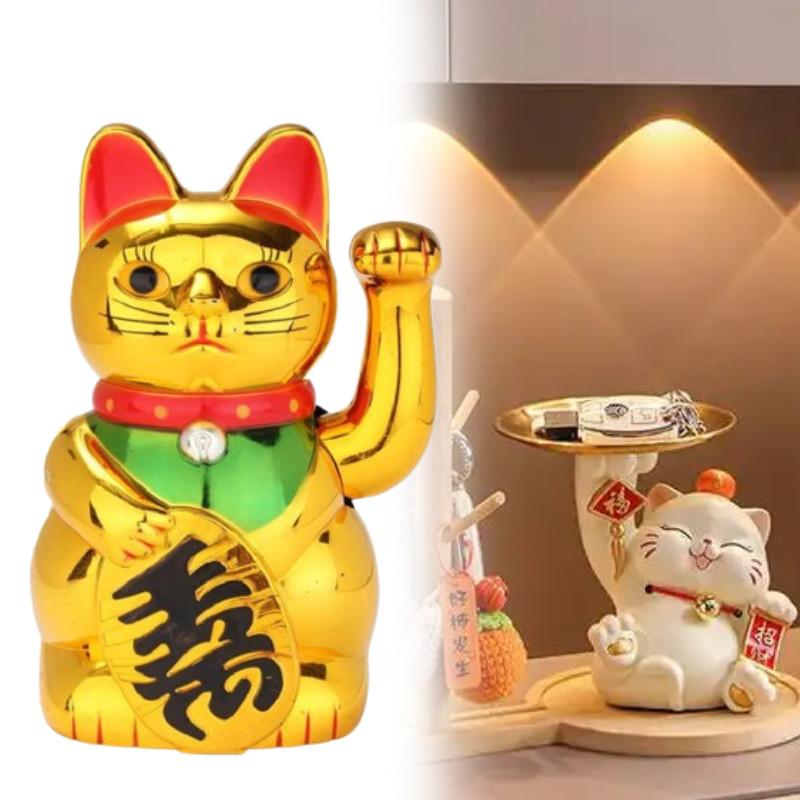 Chinese Lucky Wealth Waving Cat Home Decor Welcome Sculpture Statue Car Ornament
