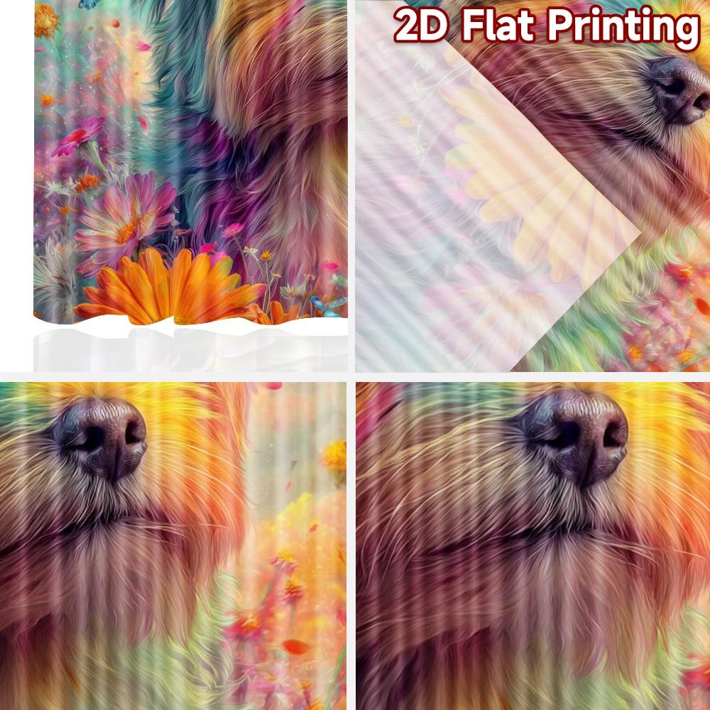 2D Flat Printing 2pcs Curtain Party Curtains Spring Rainbow Dog Digital Printed Polyester Drapes Festive Wall Decor Use for New