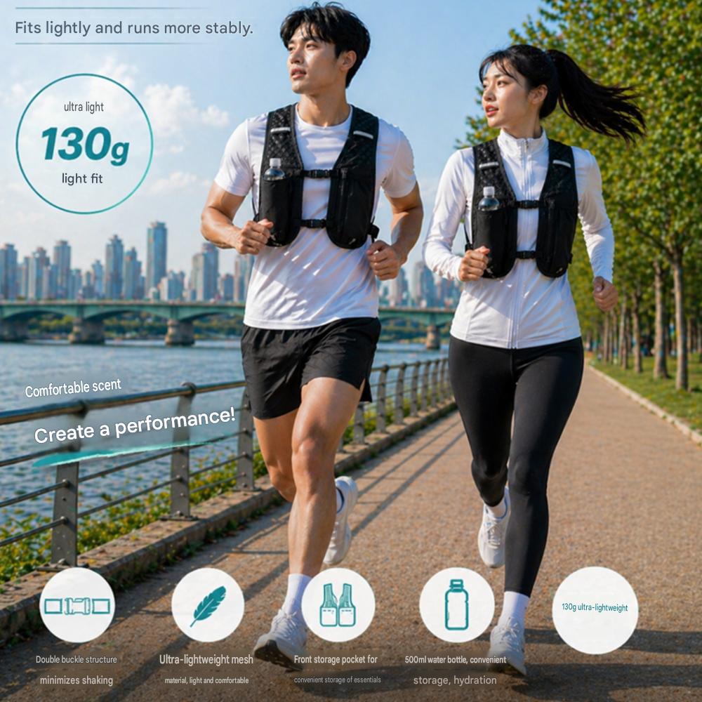 Chenimo Ultralight Static Running Vest Trail Running Backpack Water Bottle Phone Storage