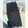 Women's Striped Knit A-Line Midi Skirt with Slit - Spring/Autumn 2025 Korean Style