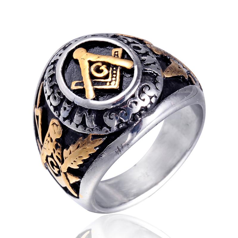 Stainless Steel Masonic Rings for Men Freemasonry Ring Punk Hip Hop for Biker Male Boyfriend Jewelry Creativity Gift Wholesale
