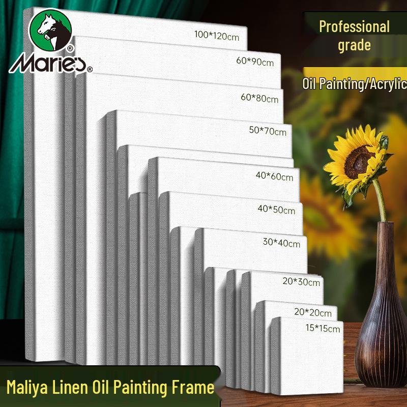 Tela di Lino Mali con Telaio per Pittura ad Olio e Acrilico Fai-da-Te - 10 Tavole Vuote