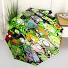 Invader ZimGIR Themed Automatic Opening and Closing Umbrella, Compact Travel Umbrella, Lightweight and Portable, Suitable for Beach Commutin