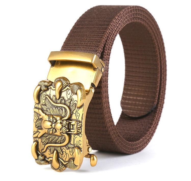 Men'S Nylon Belt Business Automatic Buckle Belt Casual Canvas Toothless Buckle Belt Strength Delivery