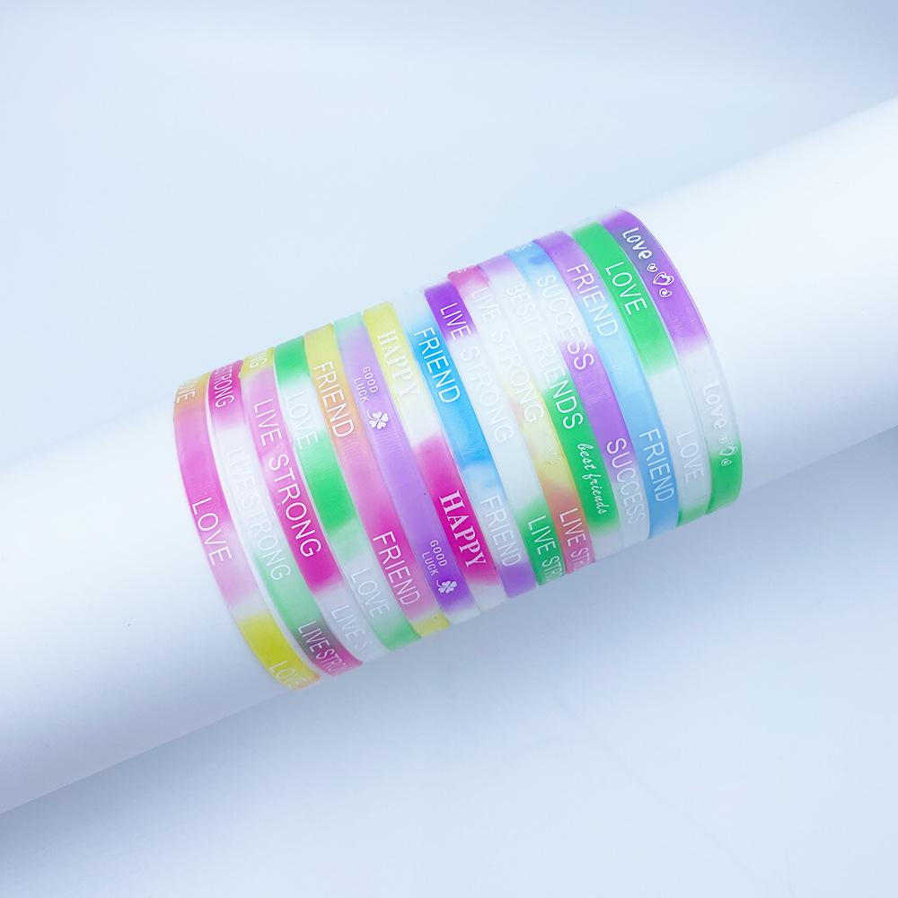 5mm Silicone Sports Bracelet: Candy Color & Letter Design Fashion Wristband