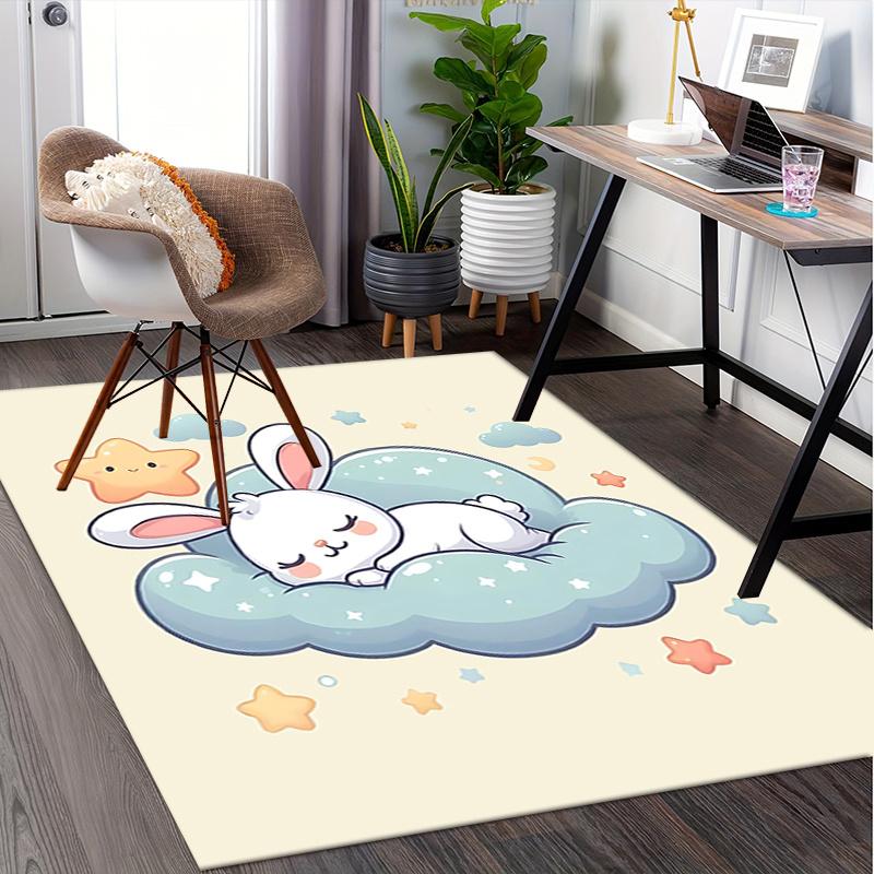 Charming Bunny Star Chair Mat Office Carpet for Home Decor, Suitable for Living Room, Bedroom, and Various Rooms