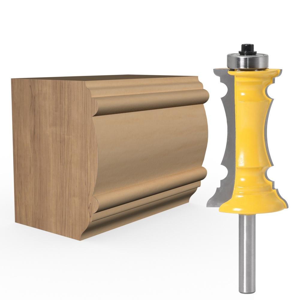 1Pc Mitered Drawer Front Molding Router Bit Door Handrail Line Tenon Cutter For Wood Tools - 8mm 12mm 1/2inch Shank