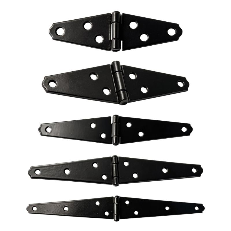 6Pcs Decorative Strap Hinge Black Shed Door Gate Hinges Heavy Duty Door Hinges with Screws for Fence Wood Gate Cabinet Door