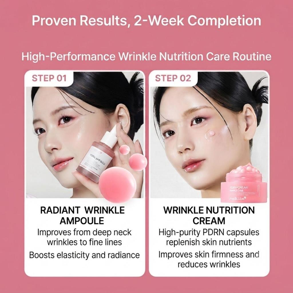 medicube PDRN Pink Collagen Capsule Cream 55g + Pink Peptide Ampoule 30ml Set + Free Mask Sheet