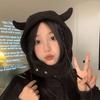 Ear Protection Lei Feng Cap Solid Color Winter Pullover Cap Fashion Demon Ear Hat  Female/Male