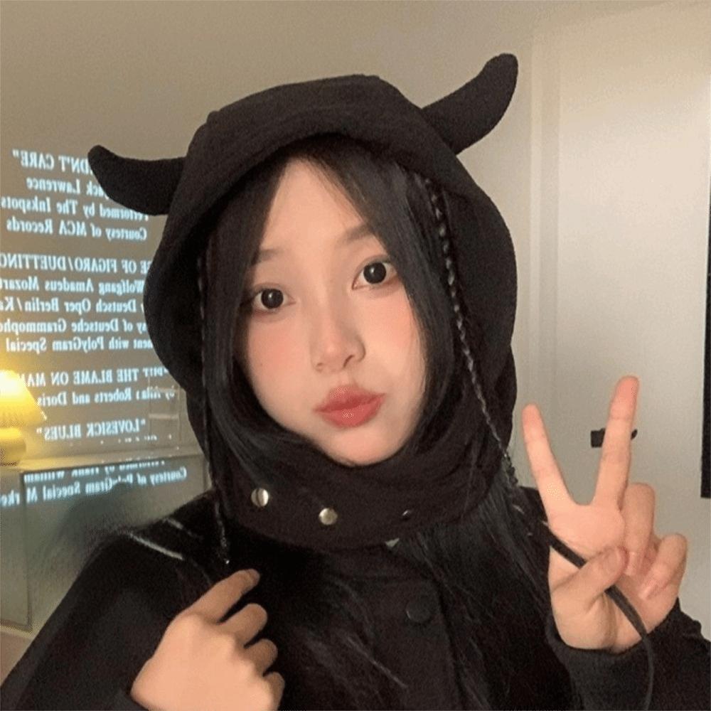 Ear Protection Lei Feng Cap Plush Winter Pullover Cap Personalized Demon Ear Hat  Autumn/Winter