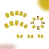 24 Pcs Short Square Stick on Nail Glossy Full Cover False Nail Yellow Press On Nail Manicures Supplies for Woman