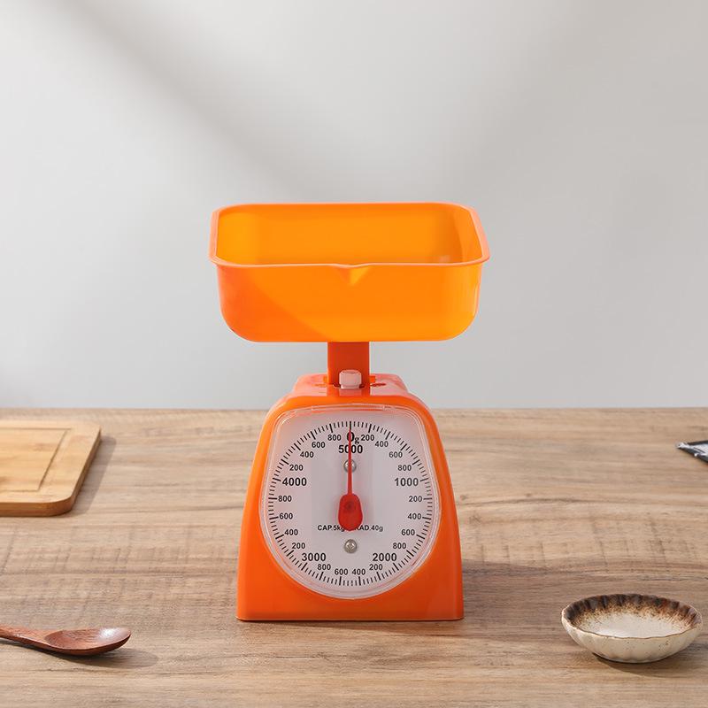 Compact Mechanical Kitchen Scale with Plastic Dial and Fruit Plate - Household Spring Pointer Scale