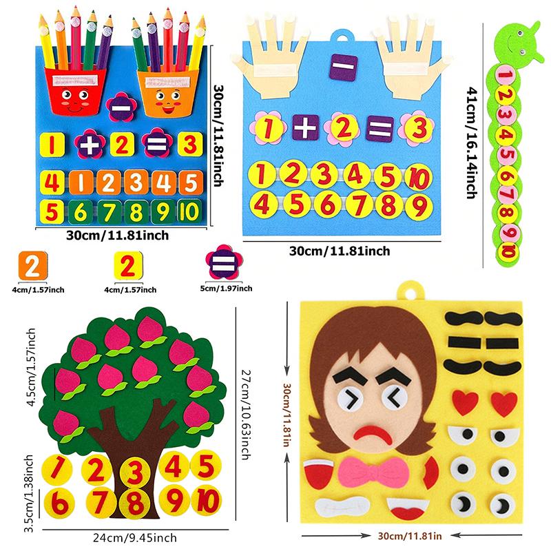 DIY Felt Fruit Tree Emotion Change Caterpillar Carrot Palm Crayon Non-woven Puzzle Felt Set Montessori Early Education Props ZYF