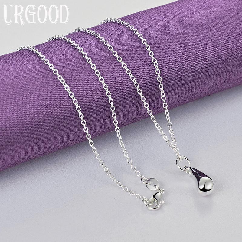 925 Sterling Silver Droplet Pendant Necklace Wedding Fashion Jewelry
