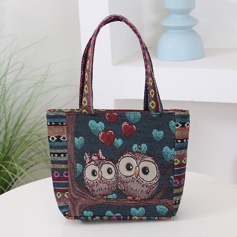 

Сумка Кролик Сова Слон Двусторонняя Жаккардовая Вышитая Тканевая Сумка Прочная и Крепкая Рабочая Ручная Женская Сумка 28X22X9