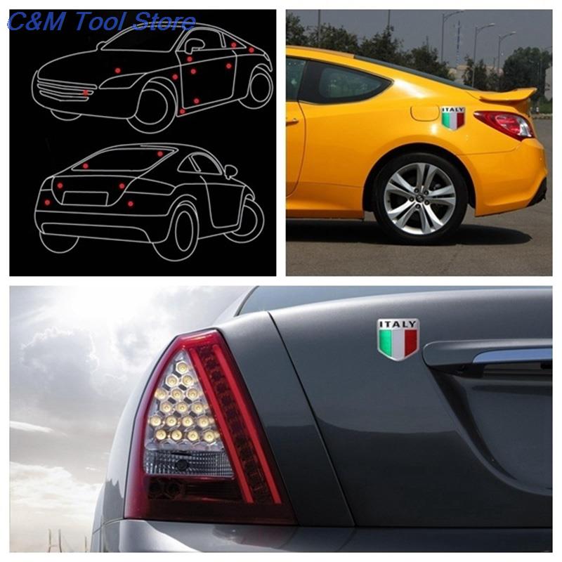 3D Aluminum Italy car Sticker For chevrolet skoda honda Auto Badge Decal Italy Flag Car-styling accessories Emblem stickers