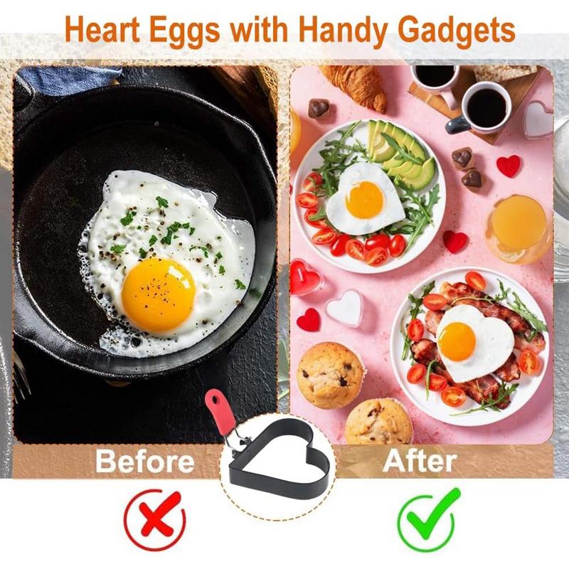 Egg Rings Non-stick Heart Egg Patty Maker Mold For Breakfast Professional Kitchen Muffins Cooking Mold For Hotel Cafe Restaurant