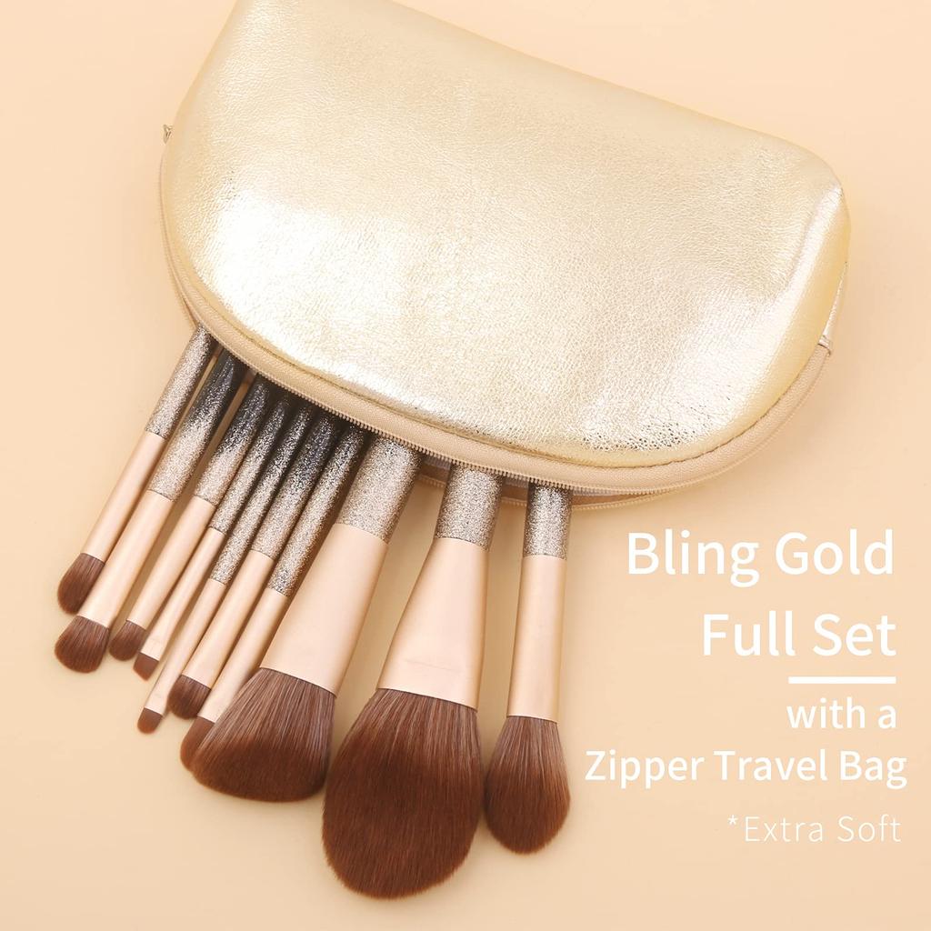 ENZO KEN Black and Gold Gorgeous Brush Set with Makeup Pouch