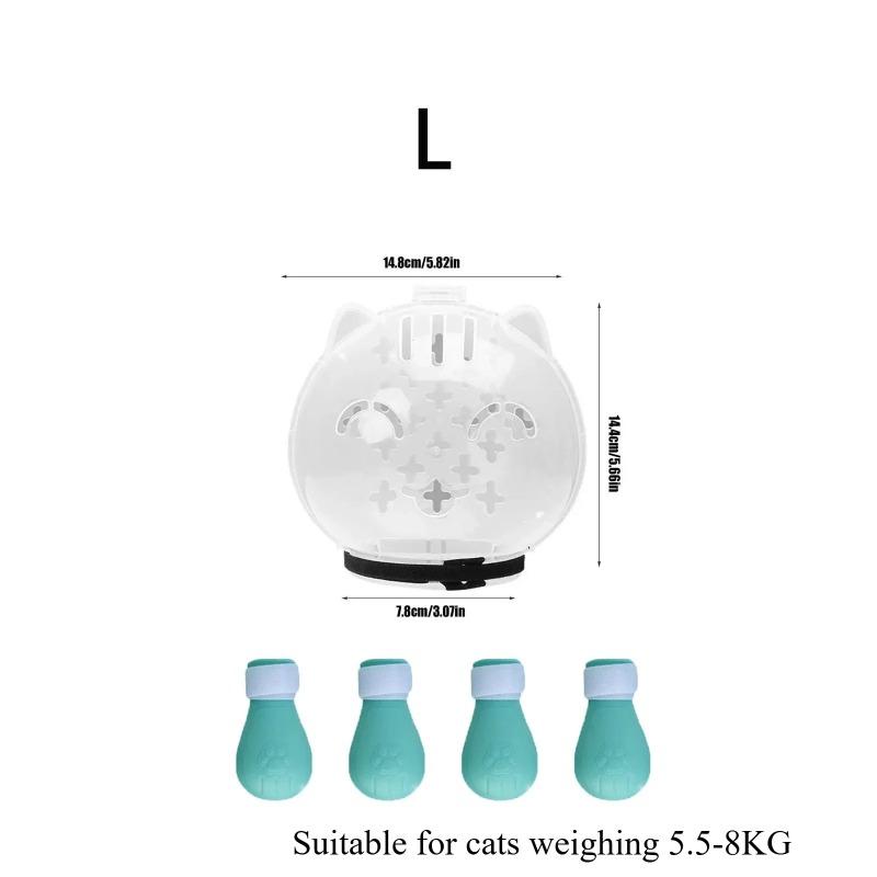 1 Set Katzenmaulkorb Haustierpflege Abdeckung Zubehör Katze Bisshemmend Leckhemmend Weltraumhaube Atmungsaktiver Helm mit 4 Silikon-Pfotenstiefeln