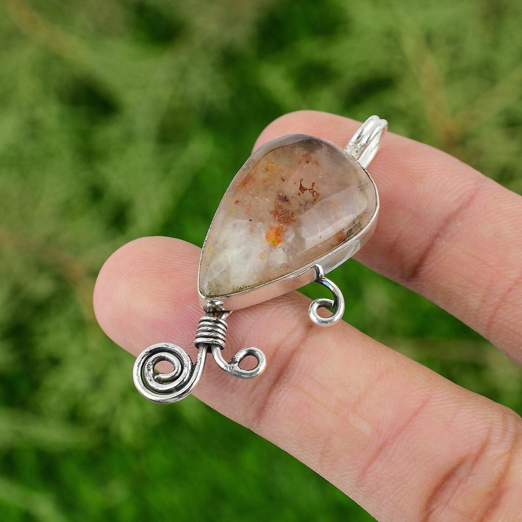 Daughters Day Deal 925 Sterling Silver Elestial Quartz Stone New Pendant Jewelry