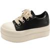 Queen Fan Black Retro Platform Low Top Canvas Shoes Women's 2025 New Autumn Casual Breadboard Shoes