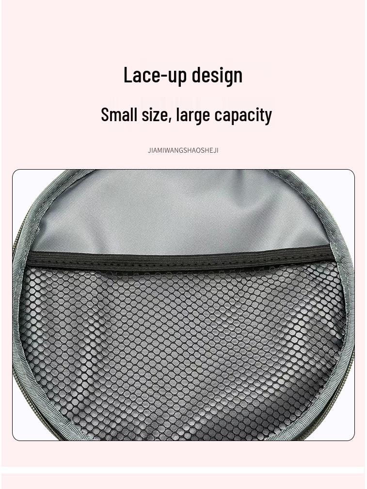 Round Folding Outdoor Fan & Makeup Storage Pouch for Camping