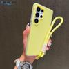 2in1 With Wrist Strap Lanyard Jelly Phone Case For Samsung Galaxy S26 S25 S24 S23 S22 Ultra Plus FE A57 A37 A17 A56 Solid Cover