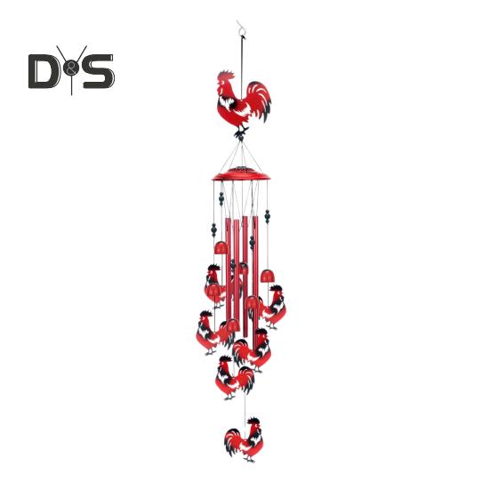 

Красная птица ветряная музыка с 4 алюминиевыми трубками S-образный крючок натуральная успокаивающая мелодия винтажный садовый патио уличный петух подвесной ветряной колокольчик украшение B