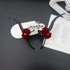 Skull Sheep Horn Hairband Halloween Red Rose Headband Flower Crown Ox Horns Headband  Festival Wear