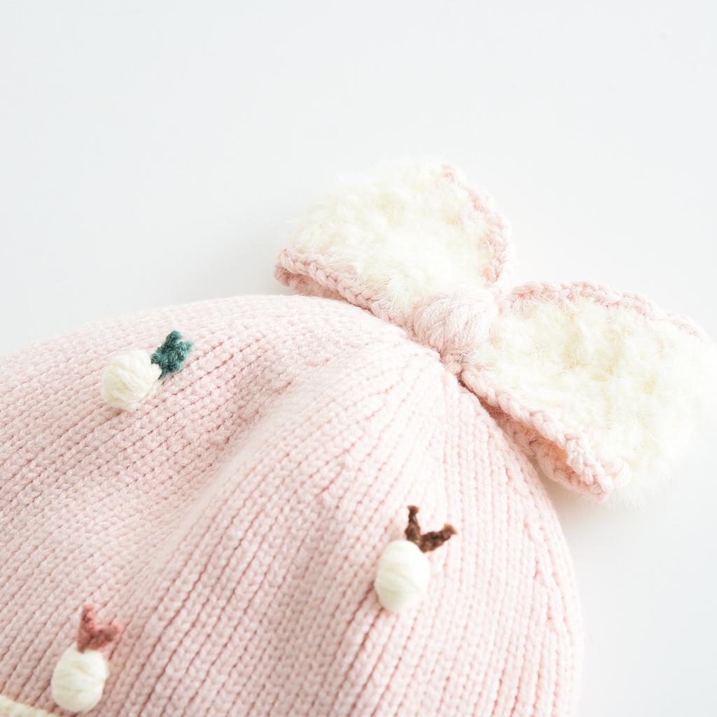 Winter Children's Hats, Girls' Outdoor Sun Shading and Windproof Woolen Hats, Baby Knitted Bow Ear Protection Hats