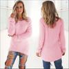 Damen Pullover Oberteil Langarm Unifarben Herbst-Winter