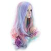 Cosplay Wig Women Gradient Rainbow Lolita Style Long Curly Middle Part High Temperature Fiber B029