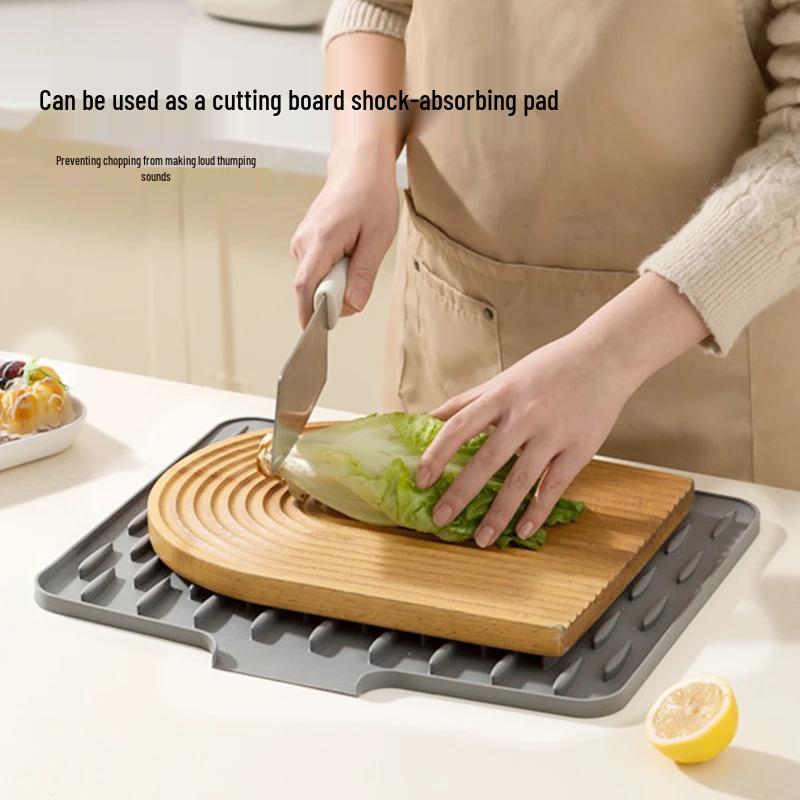 Countertop Raised Slope Draining Mat – Heat-Resistant, Non-Slip, Thickened Pad for Kitchens