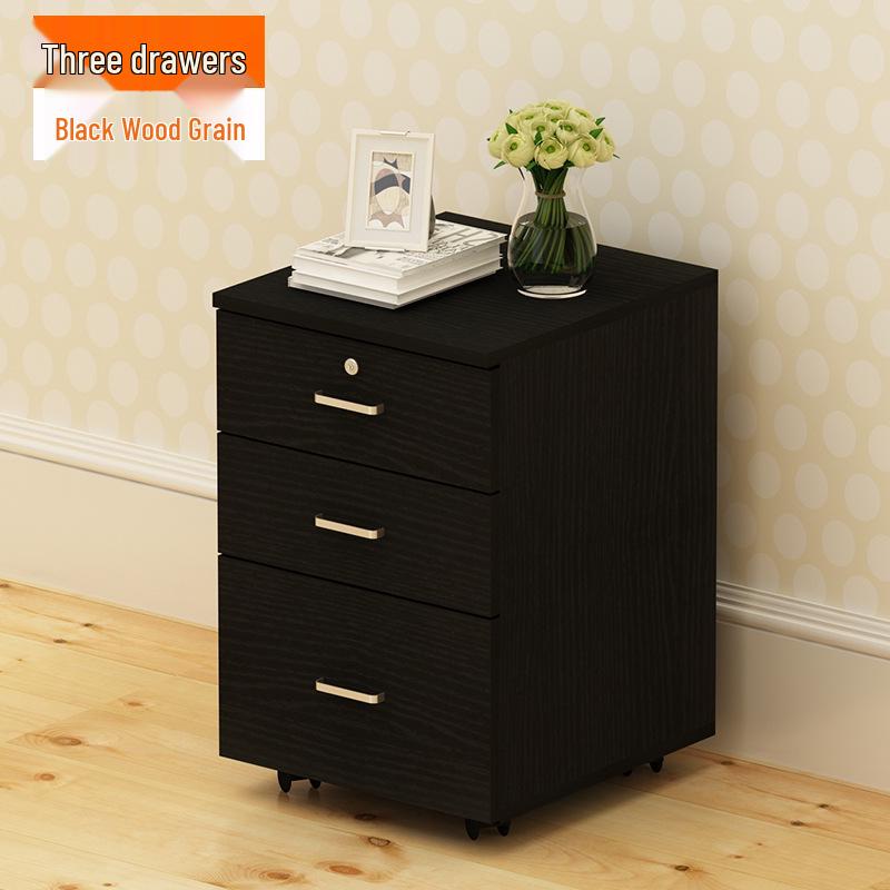 Mobile Lockable Filing Cabinet with Three Drawers - Floor-standing Storage for Office or Bedside